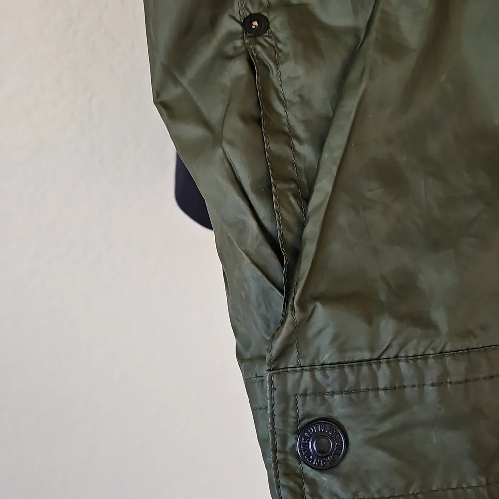 7 For All Mankind Military Green Lightweight Zip‎ Bomber Jacket Large